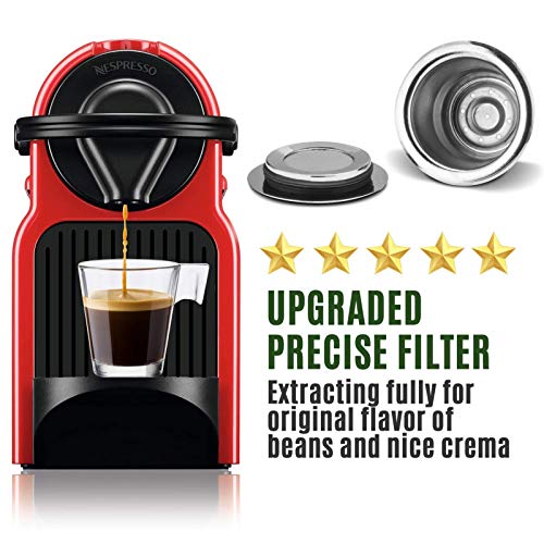 Capmesso Espresso Refillable Capsules Reusable Coffee Pod Stainless Steel Capsules Compatible With Nespresso Originalline Brewers(3 Pods Set +120Pcs Foils +1 Tamper) #TOP4
