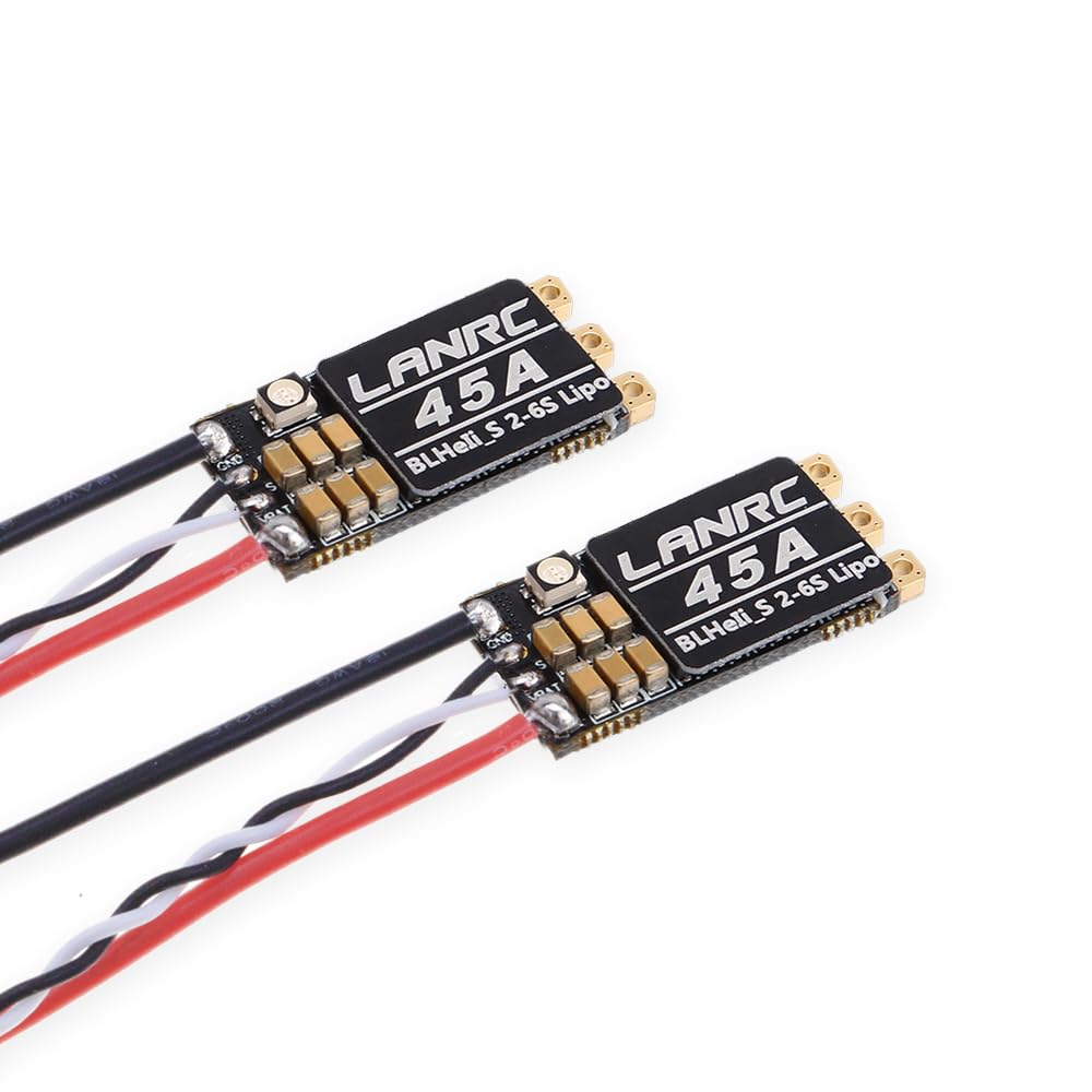 45A ESC 2S-6S Brushless ESC LANRC Lipo BLHeli_S Electronic Speed Controller Support D-Shot 150/300/ 600 for FPV Racing Drone Multicopter Quadcopter 2PCS