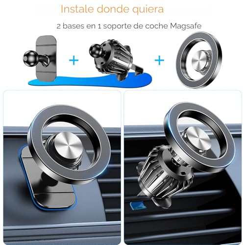 Kaistyle Soporte de coche Magsafe 20 imanes fuertes: soporte magnético para teléfono de automóvil, soporte para teléfono de automóvil, soportes montados en tablero, soportes de teléfono celular para