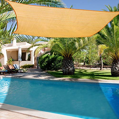 Yosoo Health Gear Toldo Vela de Sombra Rectangular 3x4m, 97% de Protección UV y 90% de Tasa de Sombreado, para Patio, Céspede, Jardín, Exteriores, Piscinas, 185 gsm, Color Arena