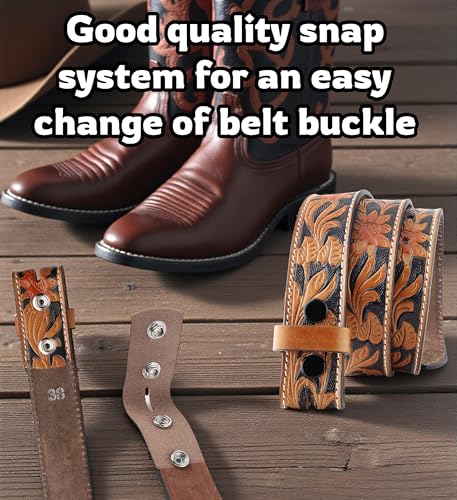 Image of F&L CLASSIC Western Belt without buckle for men - Full Grain Leather Cowboy Belts for jeans - One Piece Leather strap belt
