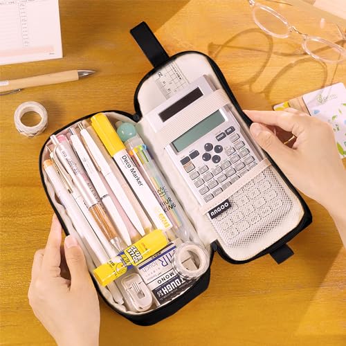 Image of MAMUNU Pencil Case Large Capacity, Pencil Case Aesthetic, Pencil Case Pen Pouch with Zipper Compartments Portable Handle, Pencil Pouch for School Office College Teen Girls Boys Adults Students
