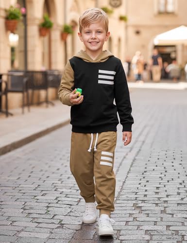 Image of Toddler Boy Clothes Long Sleeve Hoodie Sweatsuits Tops and Pants 2Pcs Boys Fall Winter Outfits Set