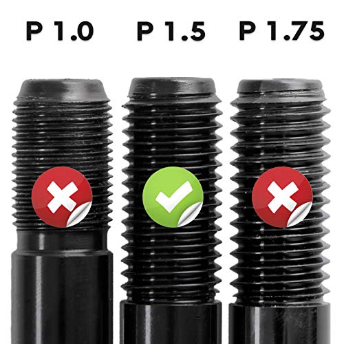 CyclingDeal Trainer Thru Axle - Bike Bicycle 12mm Rear Wheel Skewer for Indoor - Length 166mm to 178mm Boost -Thread Pitch: M12 x P1.5 - Spacers 2.5mm/6mm Included