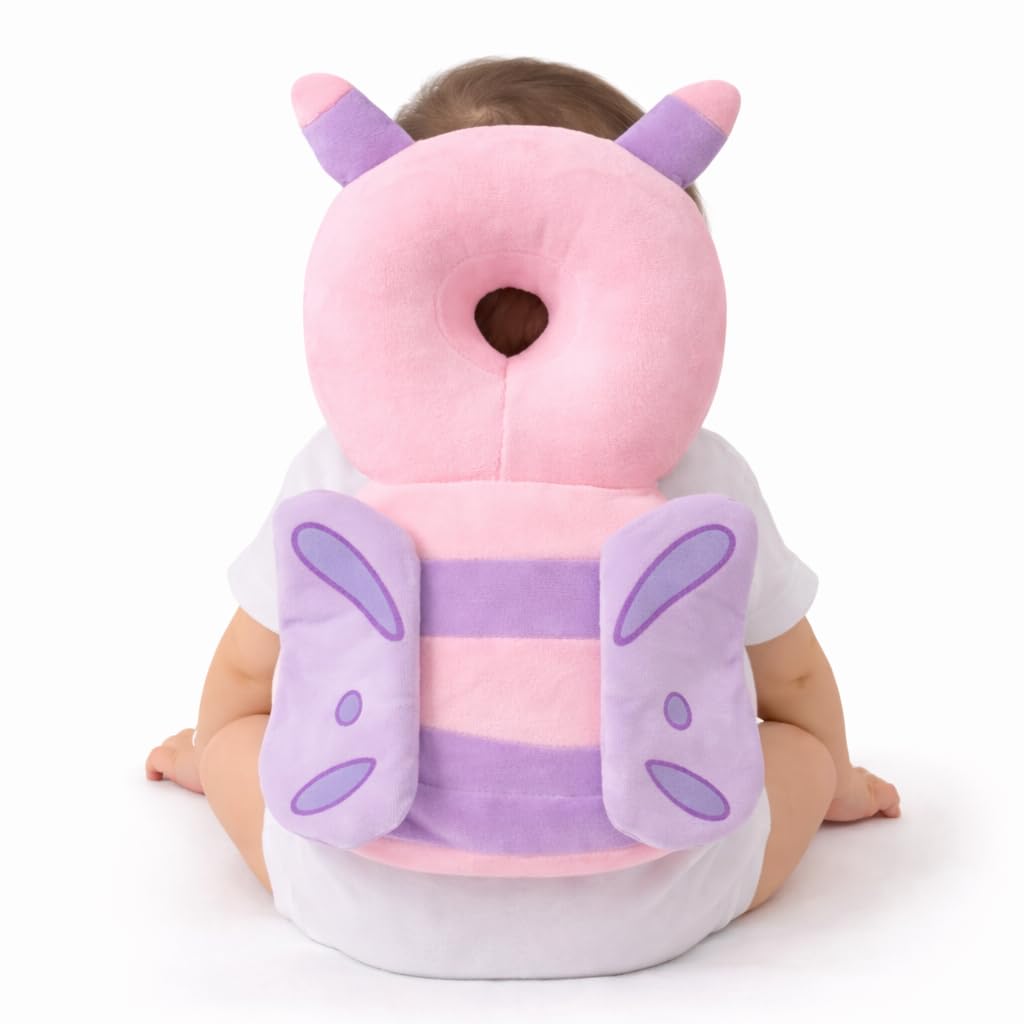 Shark Doo Doo® Baby Head Protector Cushion for 6–24 Months | Soft Plush Safety Backpack for Toddlers | Adjustable Straps, Anti-Fall Pillow for Infants (Butterfly)-image-27