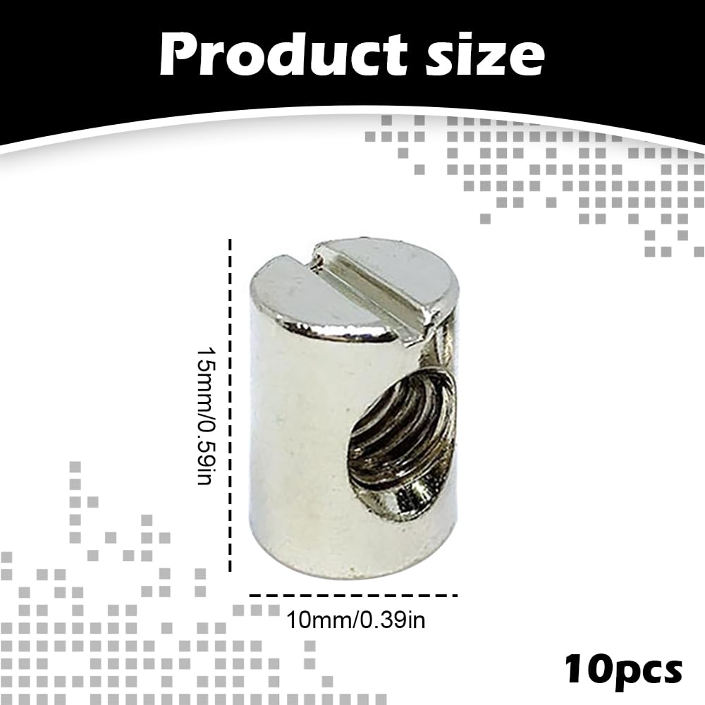 10 Stück M6 x 14 mm Möbel-Fassmuttern, langlebige Kreuzdübel für Betten und flach verpackte Möbel, für sichere Montage