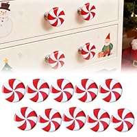 TWWKDD Christmas Knob Covers for Cabinets, Holiday Decorative Knob Covers, Red Stretchable Peppermint Handle Covers for Cabinet Pulls on Dressers, Kitchen, Bathroom & Home Furniture(10PCS)