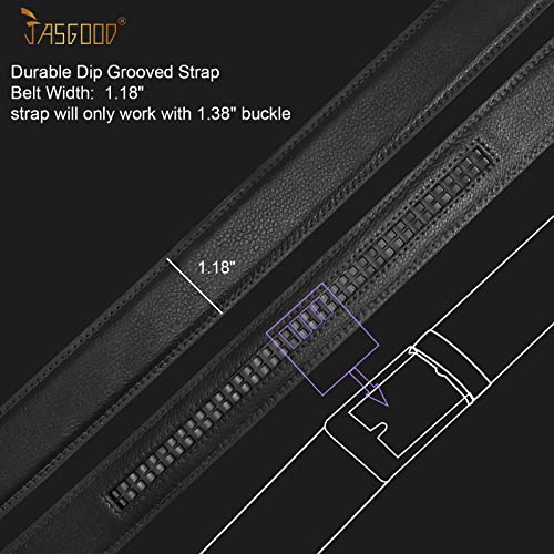 JASGOOD Ratchet Belt Replacement Strap 1 1/8", Leather Belt Strap for 35MM Slide Click Buckle2