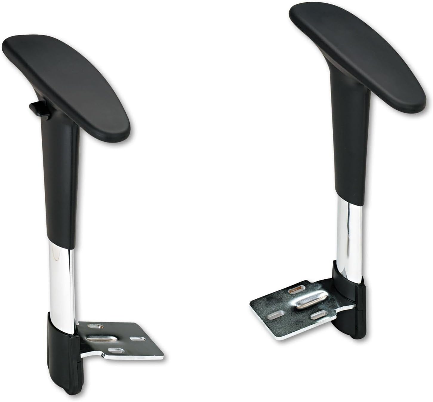 Scranton & Co Office Chair Adjustable Armrests, 3 in Height Adjustment, Black Finish with Chrome Accents, Set of 2, 6 in W x 10.75 in D x 12.5-15 in H, Ergonomic Workspace Accessory