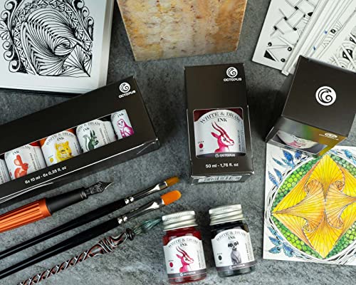 Octopus Write and Draw Ink 388 Red Koala, wasserfeste Tinte zum Schreiben und Zeichnen, Kalligraphietinte, lichtechte Zeichentusche für Füllhalter, rot, 50 ml