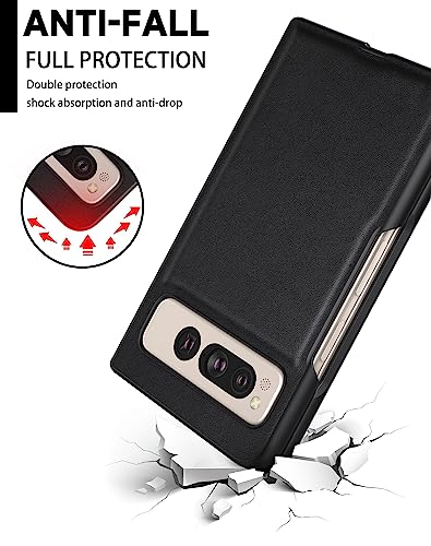 Protection Google Pixel Fold 5G 2023 coque fine antichoc avec dos cuir noir - 4