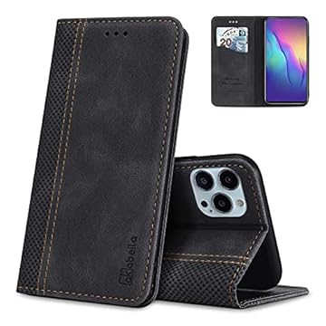 AKABEILA Capa de celular para Oppo A3 4G/5G/A60 5G/A40 4G Capa protetora de couro PU com suporte carteira dobrável com [compartimento para cartão] [Função de suporte] [Magnético] Preto