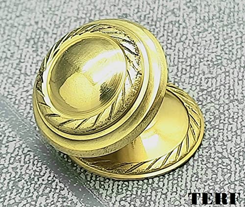 TERF® 30mm Traditional Georgian Polished Brass Cabinet Door Knobs 30mm Chest Drawer Cupboard Kitchen Wardrobe Door Pull Handle Knobs with Fixing Screw for Use Home and Office - Image 5