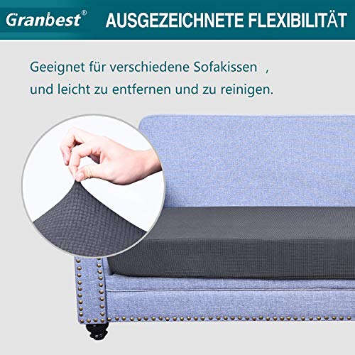 Granbest Premium Wasserdicht Sofa Sitzkissenbezug, High Stretch Jacquard Sitzkissenschutz Sofasitzbezug für Couch (3 Sitzer, Grau)