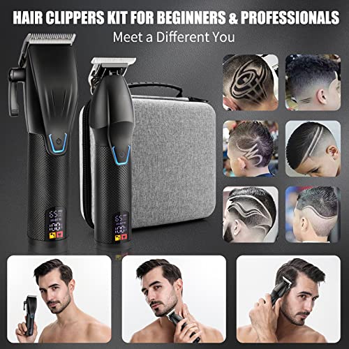 Zesuti Professional Hair Clippers & Trimmer Set For Man With Charging Base,Cordless 4 Adjustable Speeds Hair Clipper,Barber Supplies Clippers For Hair Cutting Mens T-Blade Trimmer Haircut Kit,Black #TOP6
