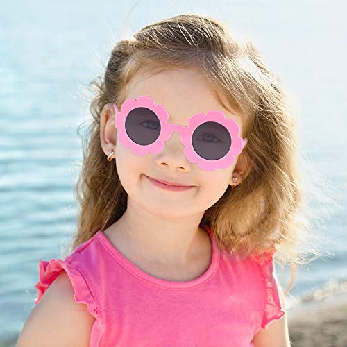 Norme 6 Pairs Kids Sunglasses Round Flower Shape Decorative Glasses for Toddler Boys Girls2