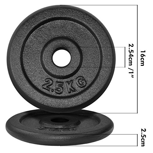JLL Cast Iron Weight Plates, Fit Standard 1" Barbells and Dumbbells, Ideal for Home and Commercial Gyms, Sold in Pairs, Available in 1.25kg, 2.5kg & 20kg - Image 3