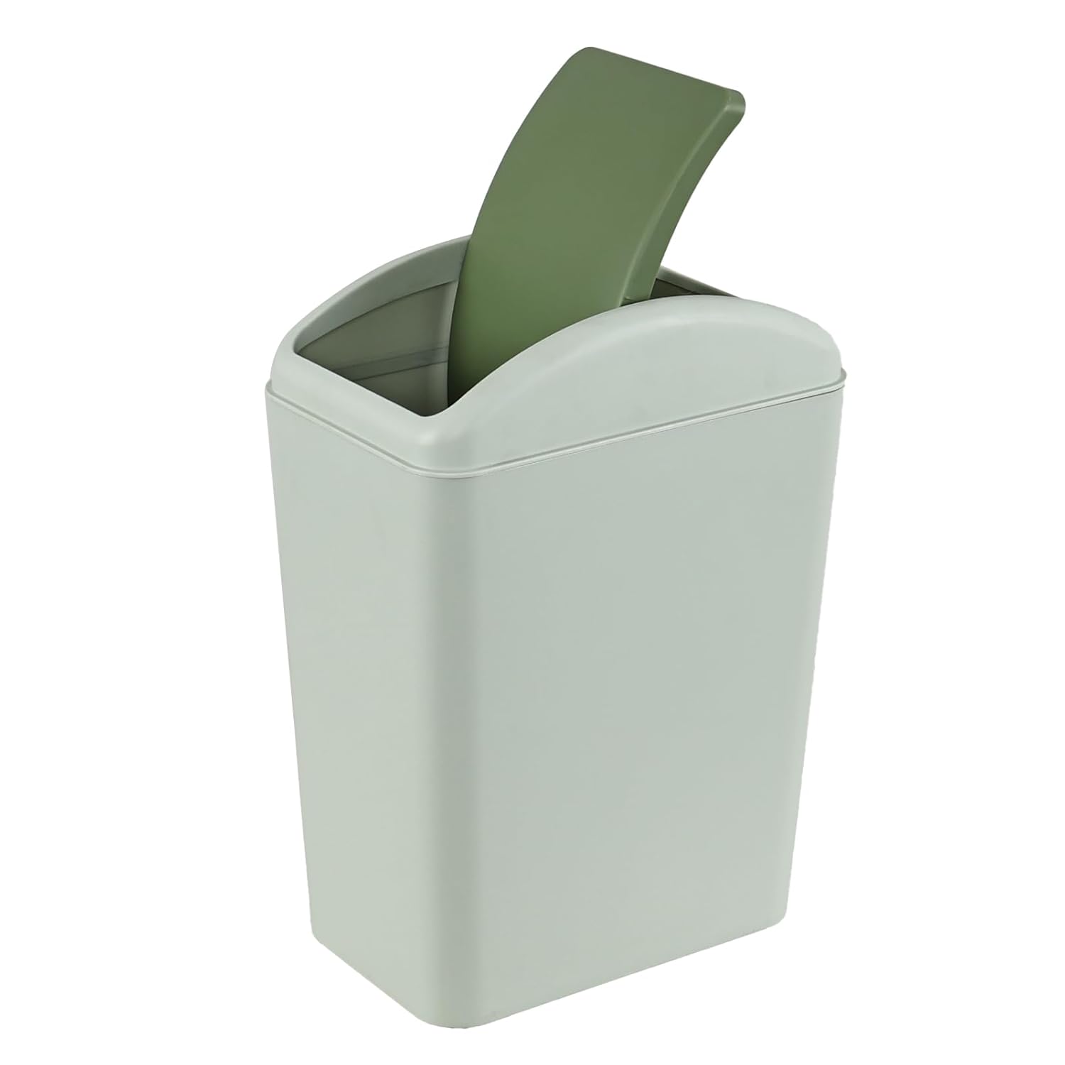 4.2 Gallon Plastic Trash Can with Swing Top Lid, Compact Slim Waste Bin for Under Desk, Office, Bedroom, Dorm Room(Green)