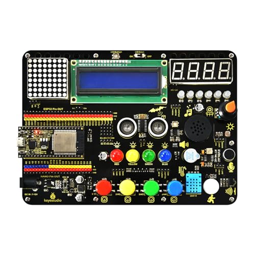 KEYESTUDIO Inventor Starter Kit for Arduino ESP32, Hardware Comes Pre-connected, Easy to Get Started Coding and Electronics, 15 Modules, 30 Projects, STEM Educational Set for Adults Teens