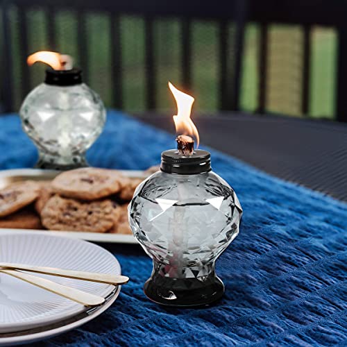 Dikaida 4 Pack Glass Table Torch,Citronella Glass Table Top Torches With Wick And Cap For Outdoor,Refillable Torches Landscape Lanterns Torches For Yard Patio Christmas Garden,Party Decor #TOP6