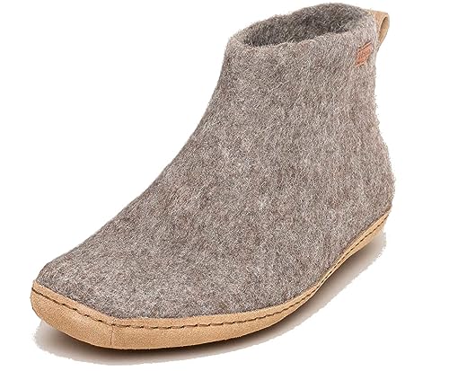 Magicfelt Filzstiefel ER731 aus Naturwolle - Damen & Herren Wollschuhe Shetlandschaf Braun, 39