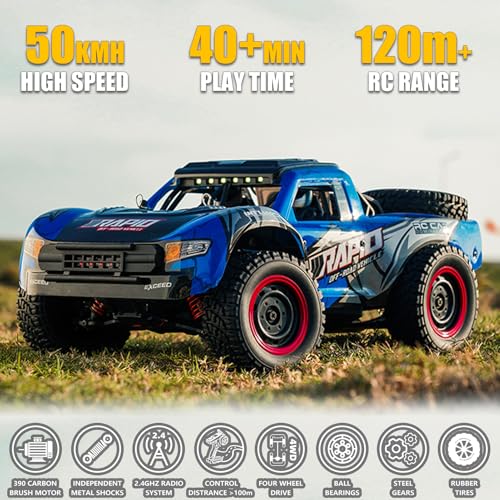 Image of RC Cars 1:14 RC Truck 30 MPH 4WD Remote Control Car All Terrain Trophy Car for Adults Boys Teens Fast Off-Road RC Buggy Big Short Course Monster Truck with 2 Batteries 50 Mins Play (RTR)
