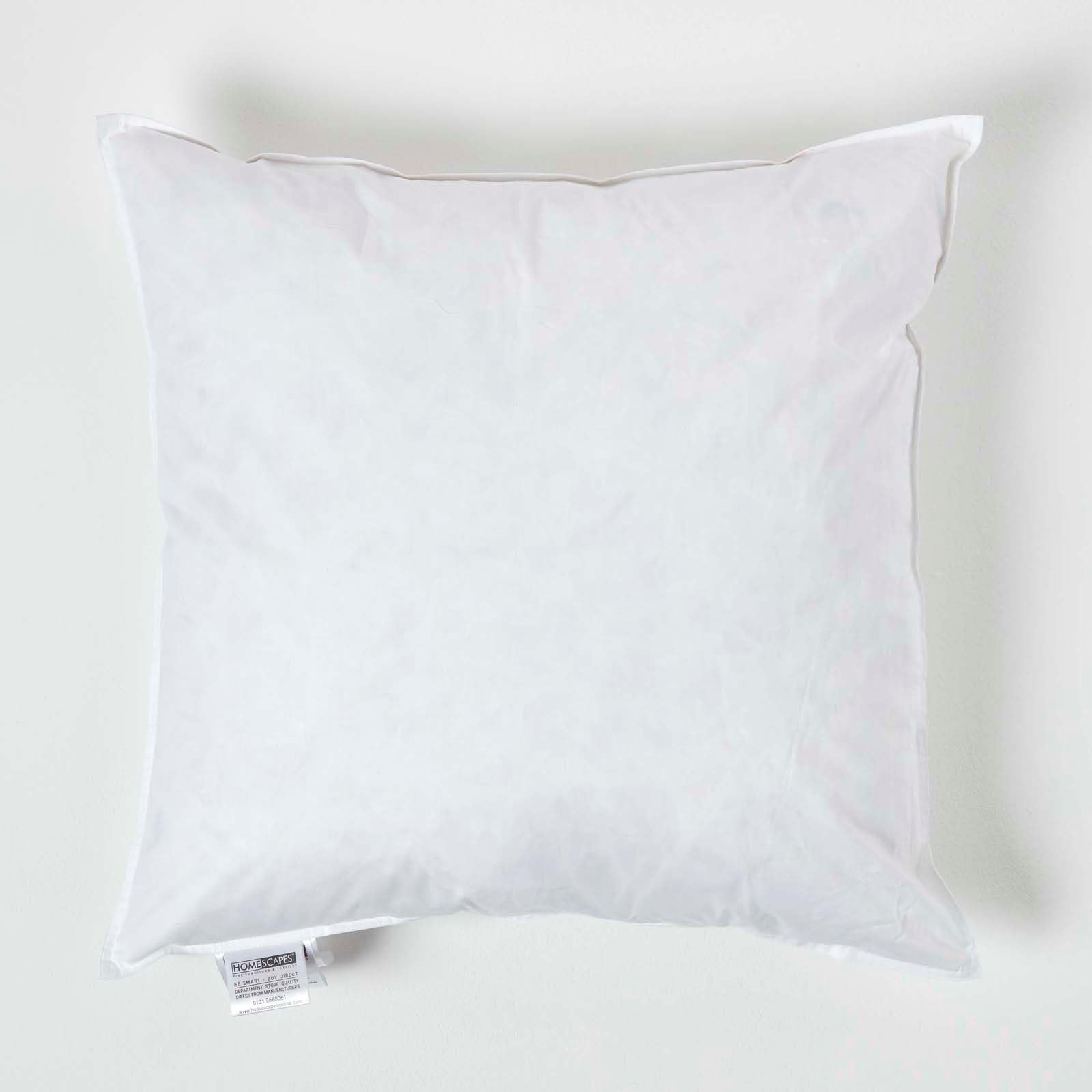 HOMESCAPES - Luxury New White Duck Feather Cushion Pad Inner Insert - 20 x 20” - 100% Natural Cotton Anti Dust Mite And Down Proof Cover - Double Stitched Seams - Non Allergenic - Machine Washable