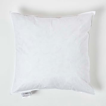 HOMESCAPES - Luxury New White Duck Feather Cushion Pad Inner Insert - 20 x 20  - 100% Natural Cotton Anti Dust Mite And Down Proof Cover - Double Stitched Seams - Non Allergenic - Machine Washable