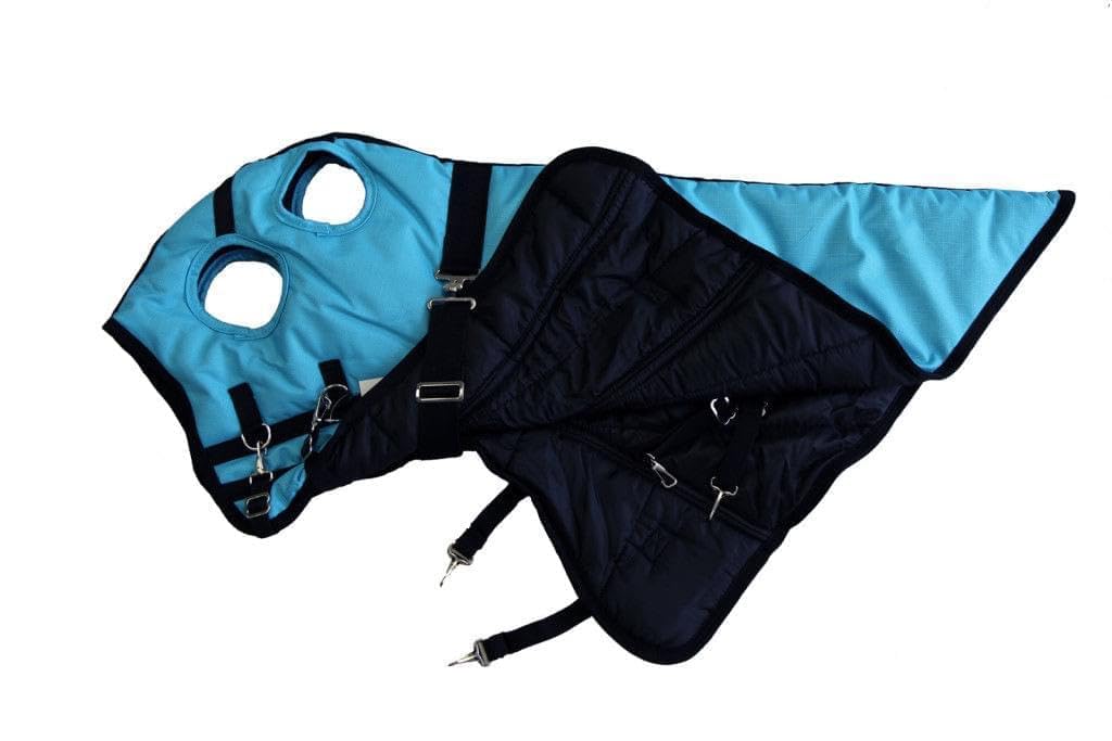 AJ Tack 1200D - Coperta impermeabile per cavalli con cappuccio, 177,8 cm, colore: turchese