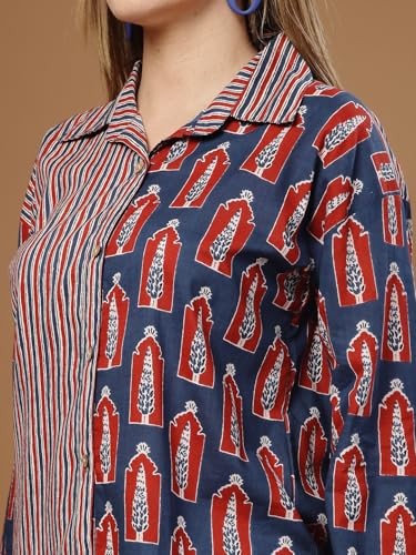 Image of Stylum Women's Indigo Ethnic Printed Cotton Short Kurti