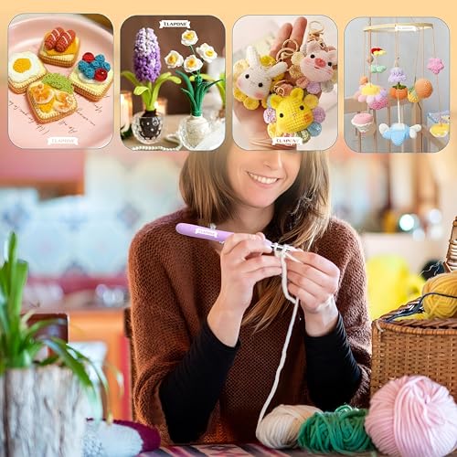Image of Crochet Hooks Set (Pack of 8), Ergonomic Soft Grip Knitting Needles Kit with Colorful Handles, Smooth Aluminum Hooks for Beginners & Professionals DIY Craft Yarn Tool