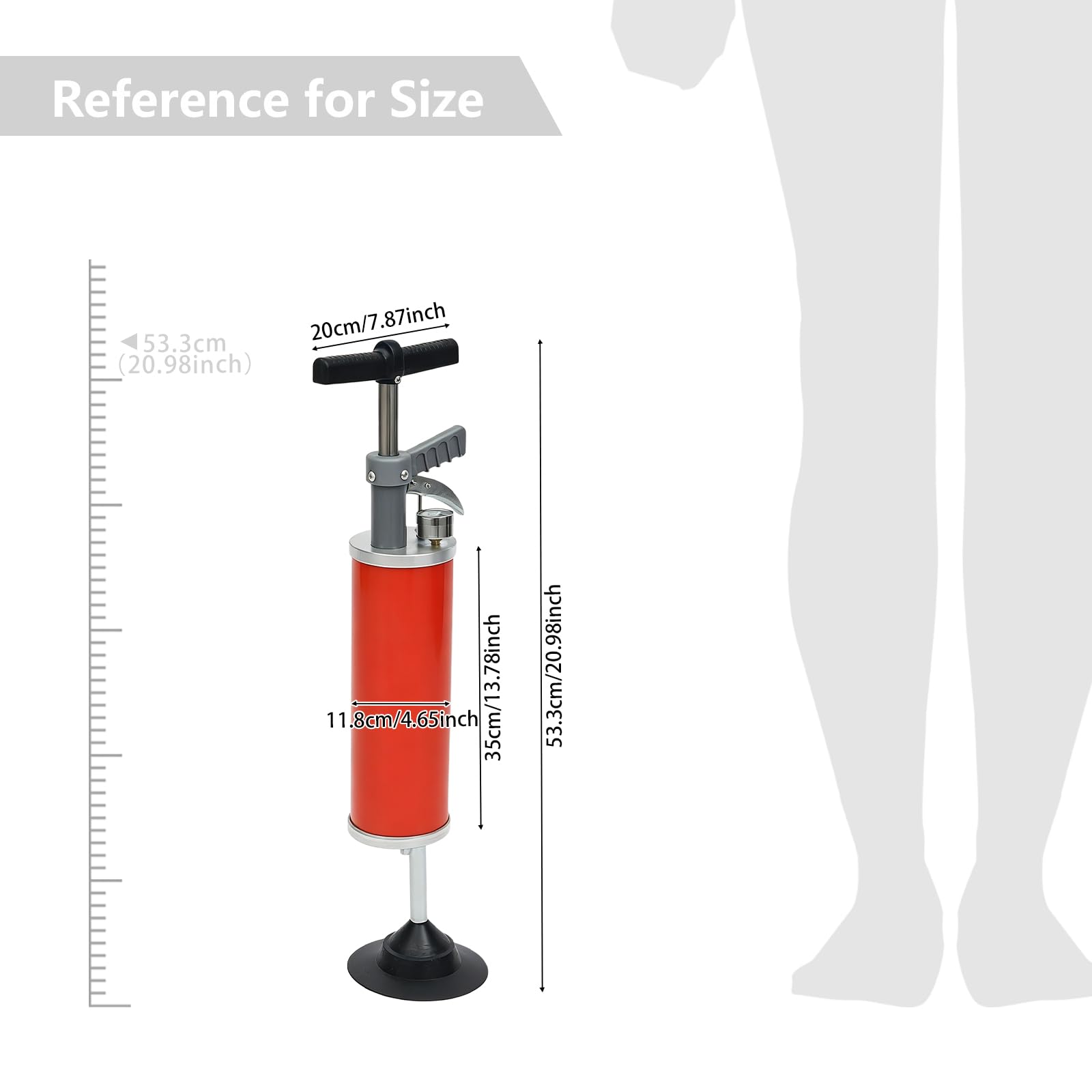 Limpiador de tuberías neumático con aire comprimido, desatascador manual de alta presión 0,7 MPa con 2 boquillas, apisonador de presión de aire para inodoro y lavabo