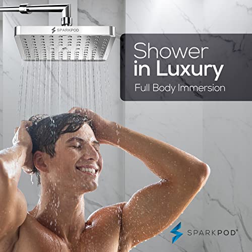Sparkpod Shower Head - High Pressure Rain - Luxury Modern Look - Tool-Less 1-Min Install - The Perfect Adjustable Replacement For Your Bathroom Shower Heads (6" Square, Luxury Polished Chrome) #TOP3