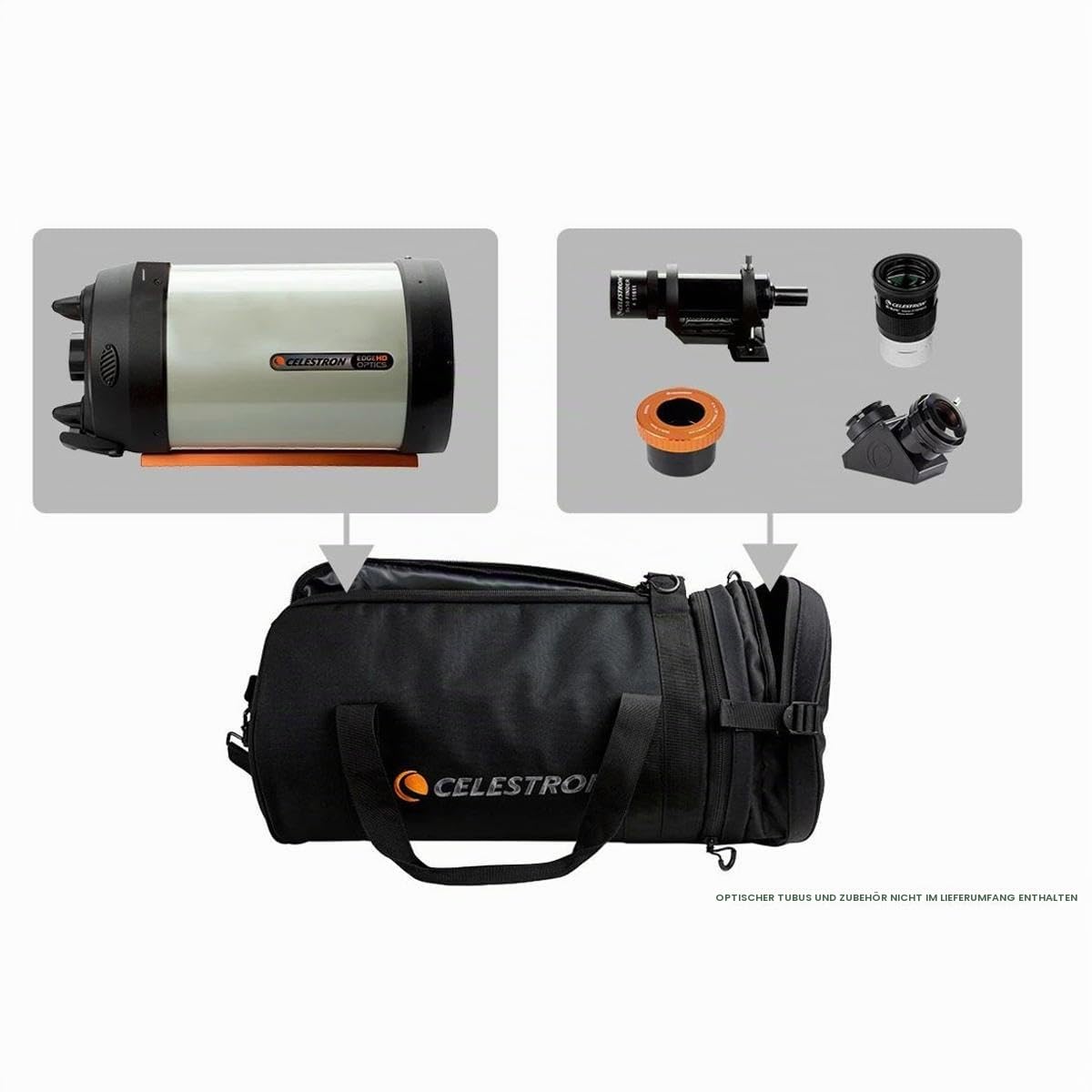Celestron 94026 Telescope Bag for 8” Schmidt Cassegrain and EdgeHD Optical Tubes – Water-Resistant and Durable Carry Case with Protective Walls, Accessory Pocket and Padded Strap, Black