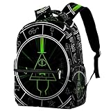 KikandKo School Backpack for Girls Boys, Bill Cipher Elementary School Bags Lightweight Travel Rucksack Laptop Backpacks