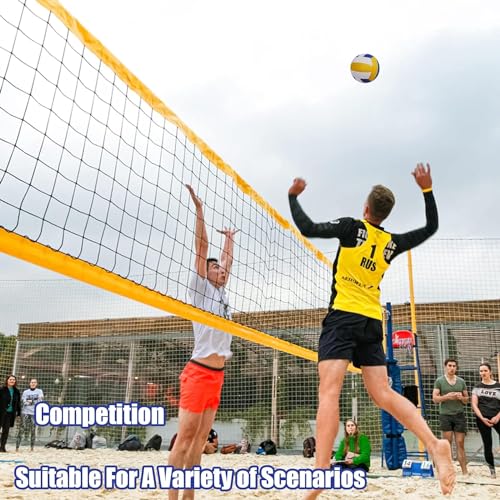 Image of Magicorange Volleyball, 1 Pack Official Size 5 Soft Touch Recreational Volleyballs- PU Leather Indoor Outdoor Volleyballs for Beach Play, Game,Gym,Training -Includes Ball Pump (Blue Yellow)