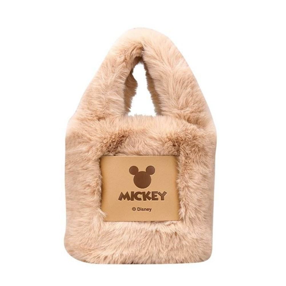Super Soft Furry Velvet Cute Korean Mini Plush Bucket Handbag, Mickey Plush Bucket High Texture Handbag with Strap for Girls, Lightweight-image-9