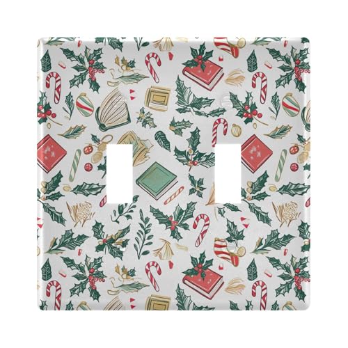 UMIRIKO Christmas Holly Light Switch Cover Plate Covers Decorative Double Toggle Home Decor 202b7094
