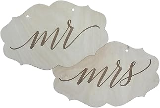 2 Pcs Wooden Wedding Chair Hangings Elegant Mr Mrs Seat Back Decor Unique Rustic Ornaments for Bridal Parties Easy to Recognize Bride and Groom for Wedding Celebrations