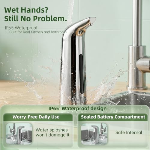 Image of Touchless Soap Dispenser, 13oz /400ml for Bathroom & Kitchen No Touch | Plastic Material Soap Holder,4-Level Adjustable Dish & Hand Soap Dispenser ,Battery Operated Automatic Soap Dispenser