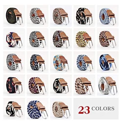 Pooyikoi Mixed Color Woven Braided Stretch Belts for Men & Women Elastic Canvas Woven Belts for Jeans Pants4