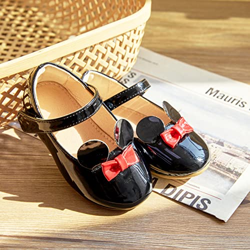 Flaryzone Toddler/Little Girls' Cute Mary Jane Flats Mini Front Knot Dress Shoes (Black,Toddler-Size 5) #TOP2