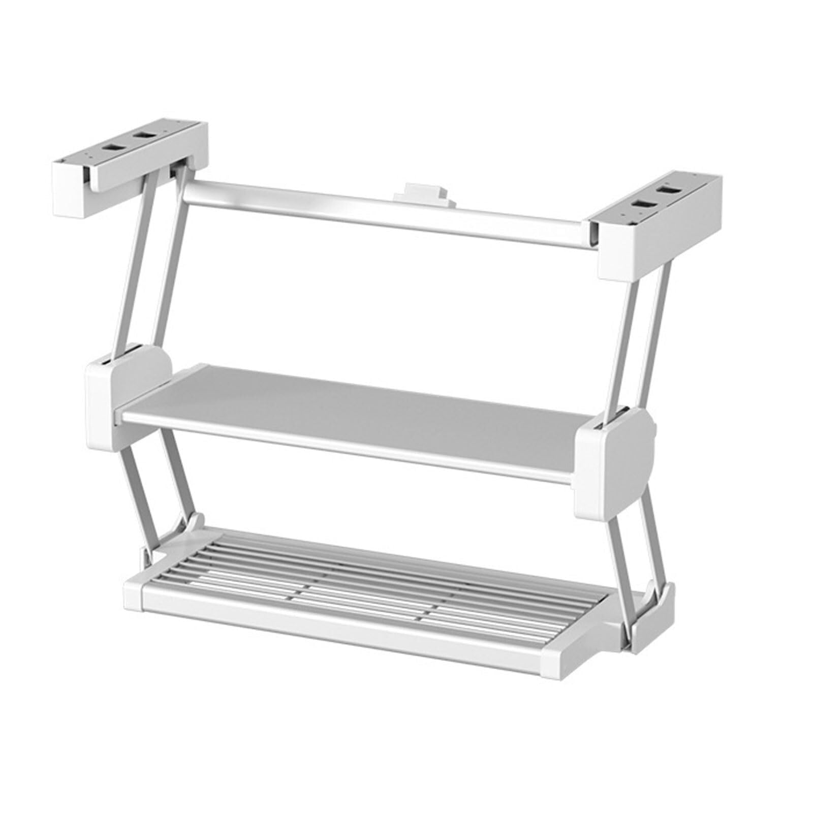 WLH Alexanders 2 Tier Over The Sink Dish Drying Rack Expandable Large Capacity Sink Rack Metal Drying Racks Saving Space dish rack(Wei�,700mm)
