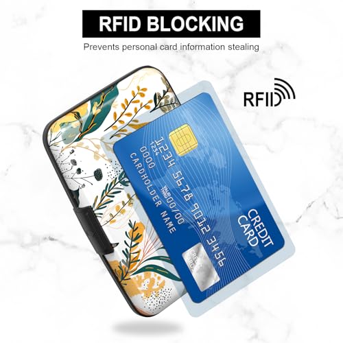 Image of Card Holder Credit Cards Holder for Women RFID wallet women Business Card Holder Wallet Mini Aluminum Card Wallet RFID Blocking Slim Metal Hard Card for Women, Pictorial Motifs
