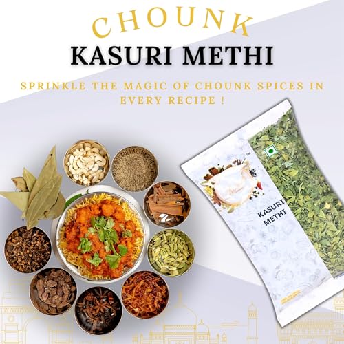 Image of Chounk Kasuri Methi | Dried Fenugreek Leaves | Aromatic Kasoori /Kasturi Methi Leaves | For Flavorful Cooking (100g (Pack of 2))