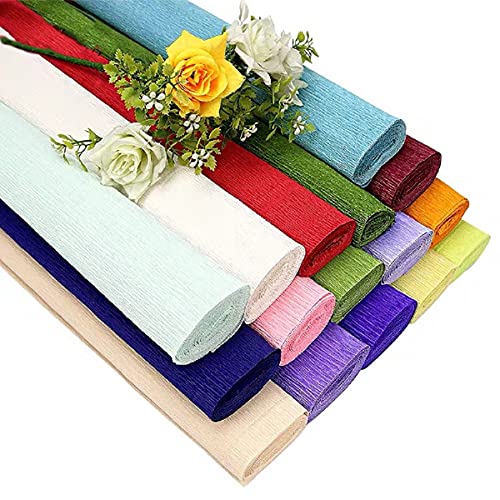 Tioeng Crepe Roll Color Flower Paper Cut 12 Color Children's Handmade Origami Flower Material Rose Crepe Paper Crepe Roll Retractable Curling Paper