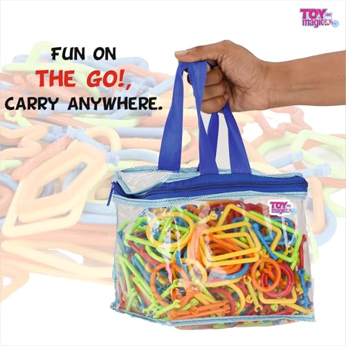 Image of ToyMagic StrawStix Construction Set for Kids - 500 Pieces STEM Building Toys, Flexible Colorful Straws & Connectors for Creative Play, Towers, Shapes, Structures - Non-Toxic Safe for Ages 3+