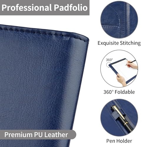 Image of Professional Padfolio Portfolio Binder, Faux Leather, Blue