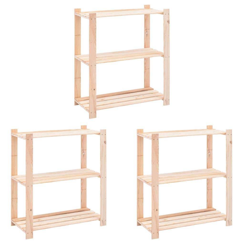 vidaXL 3X Estanterías con 3 Niveles Estantes Repisas Librería Mueble de Despacho Salon Casa 150 kg Madera de Pino Maciza