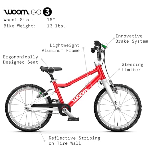 Image of woom GO 3 & GO 3 AUTOMAGIC Kids Bike, 16 Inch Lightweight, Ages 4-6